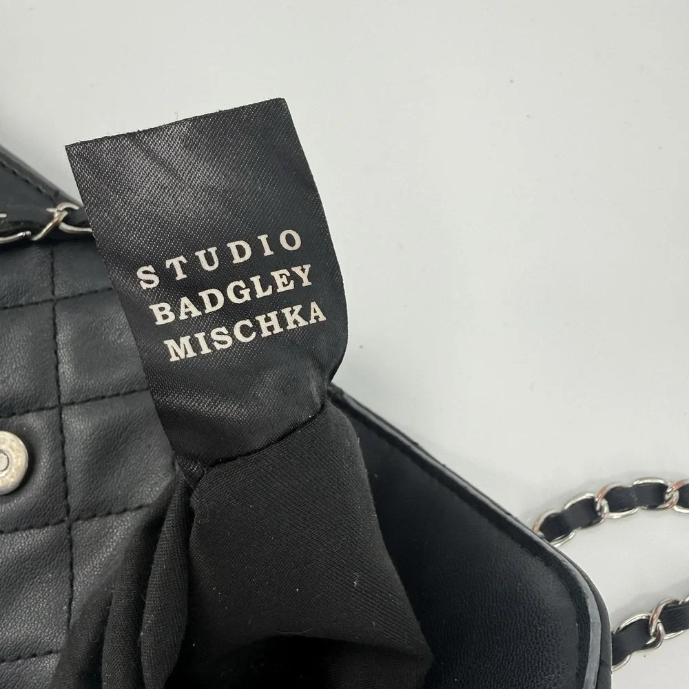 Badgley Mischka Black Bag Phone Case w Diamond Quilting - Vegan Leather